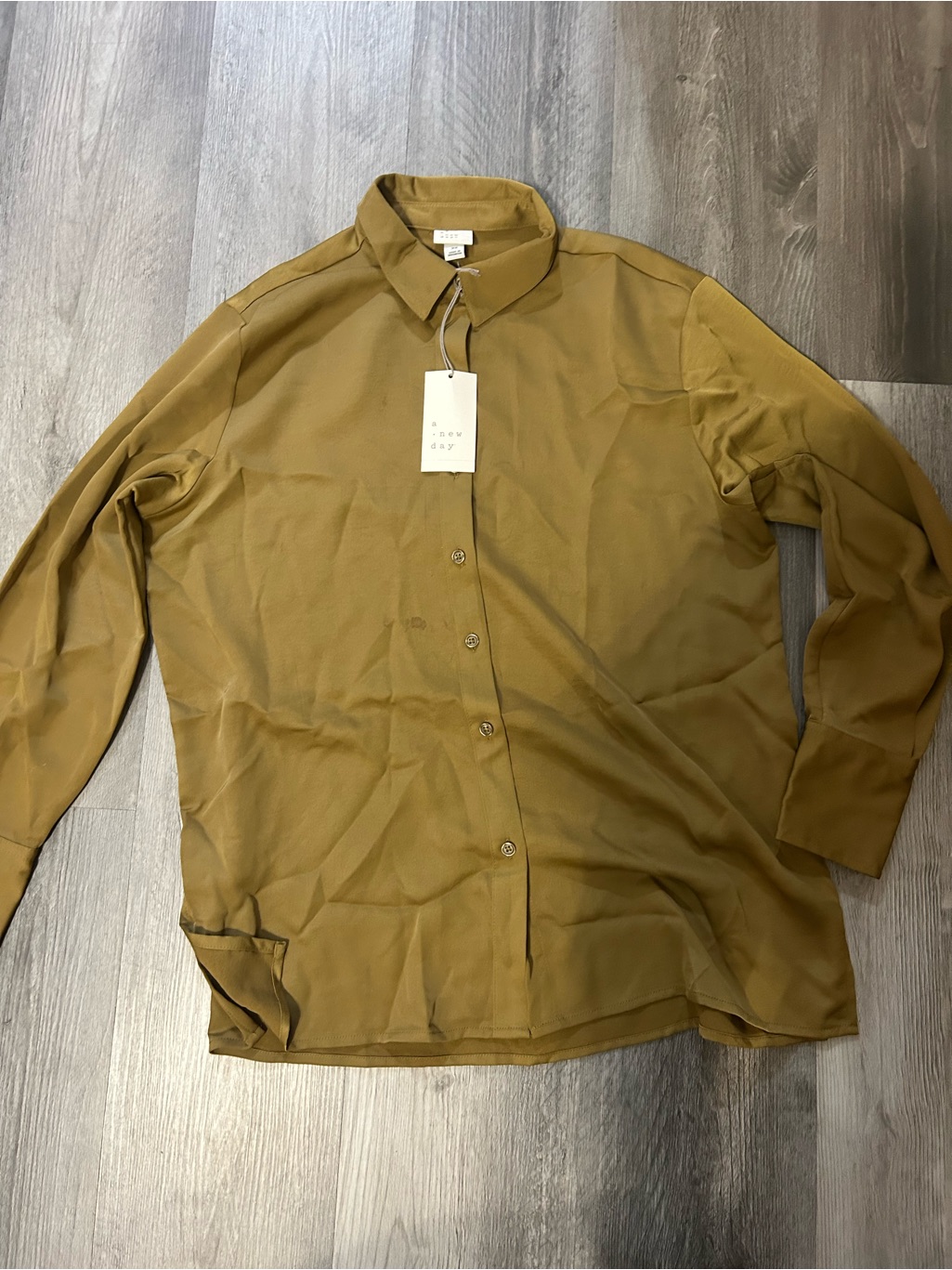 A New Day Olive Green Long Sleeve Button-Down Shirt
